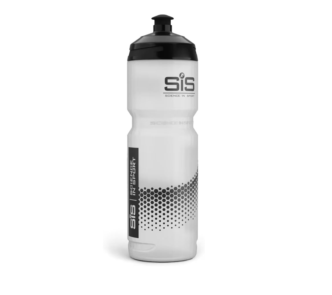 Science in Sport SIS Clear Sports Water Bottle, Plastic Water Bottle, Black Logo, Transparent Colour, 800 ml