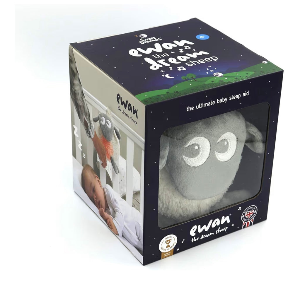 Sweet Dreamers, Ewan The Dream Sheep, Grey - Baby White/Pink Noise Machine and Sleep Aid with Night Light