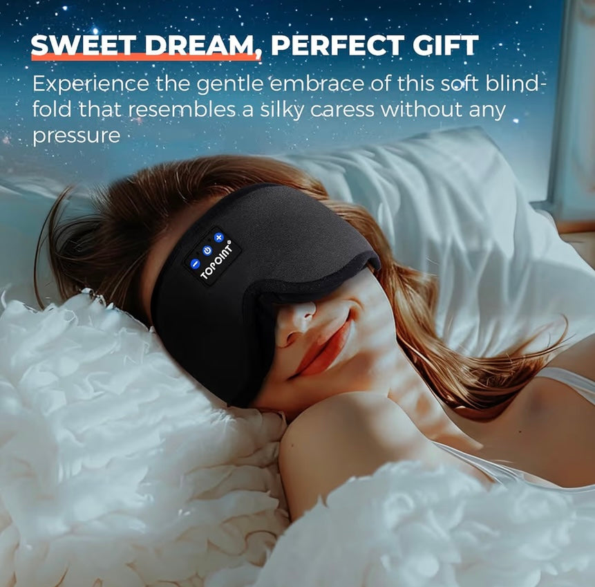 TOPOINT Sleep Headphones Bluetooth Sleep Mask with Headphones,Upgraded 3D Wireless Music Eye Mask with Bluetooth Earphones, Sleeping Earphones with HD Stereo Speakers for Travel/Nap/Meditation