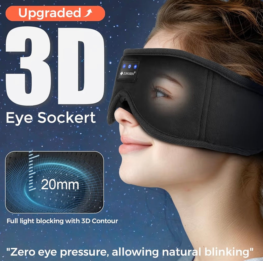 TOPOINT Sleep Headphones Bluetooth Sleep Mask with Headphones,Upgraded 3D Wireless Music Eye Mask with Bluetooth Earphones, Sleeping Earphones with HD Stereo Speakers for Travel/Nap/Meditation