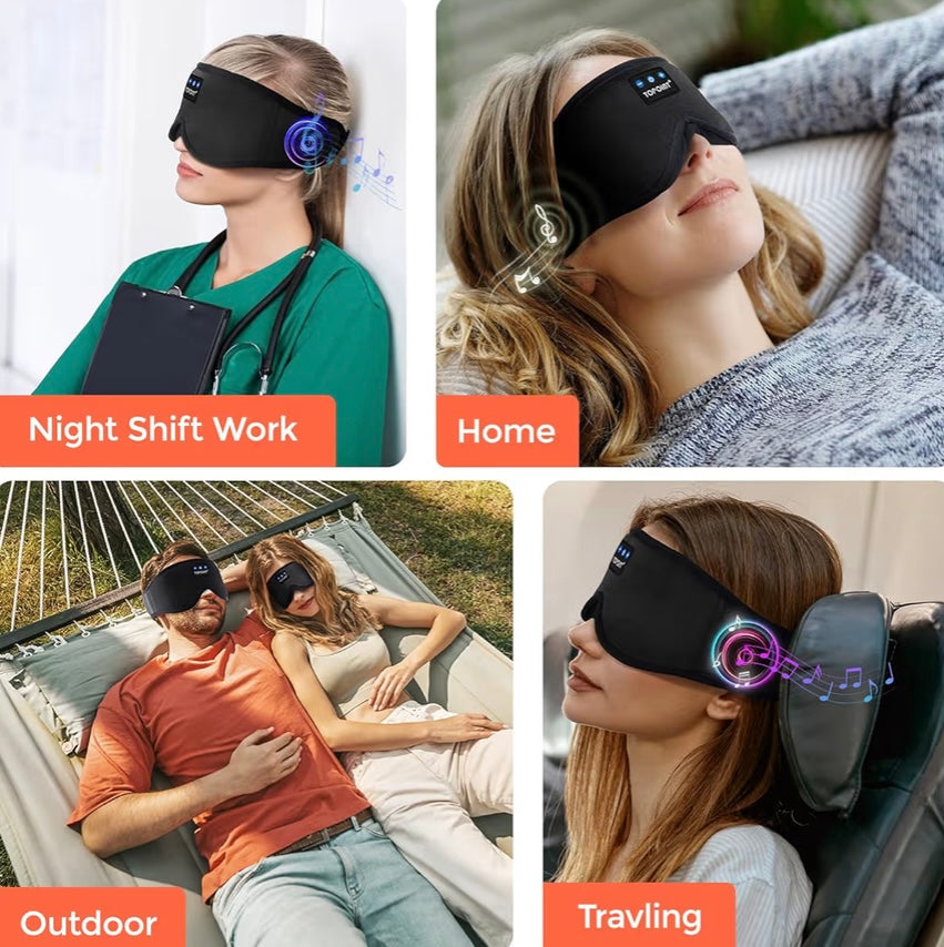 TOPOINT Sleep Headphones Bluetooth Sleep Mask with Headphones,Upgraded 3D Wireless Music Eye Mask with Bluetooth Earphones, Sleeping Earphones with HD Stereo Speakers for Travel/Nap/Meditation