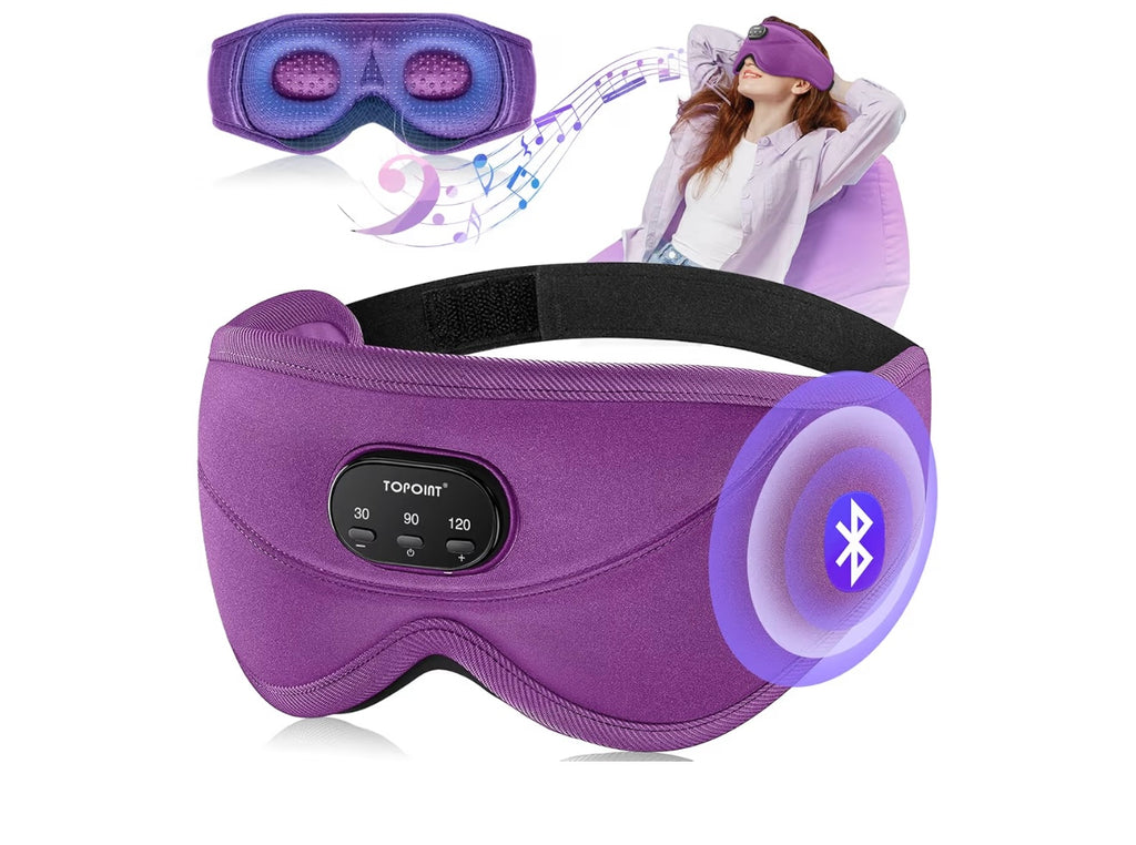TOPOINT Sleep Headphones Bluetooth Sleep Mask with Headphones,Upgraded 3D Wireless Music Eye Mask with Bluetooth Earphones, Sleeping Earphones with HD Stereo Speakers for Travel/Nap/Meditation