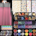 Teenitor Nail Art Kit with Nail Glitter, Nail Art Brushes & Nail Sticker for Gel Nails Art, Nail Gems Nail Accessories Tool for Teenage Girls, Nail Art Pens Nail Dotting Tool for Beginners