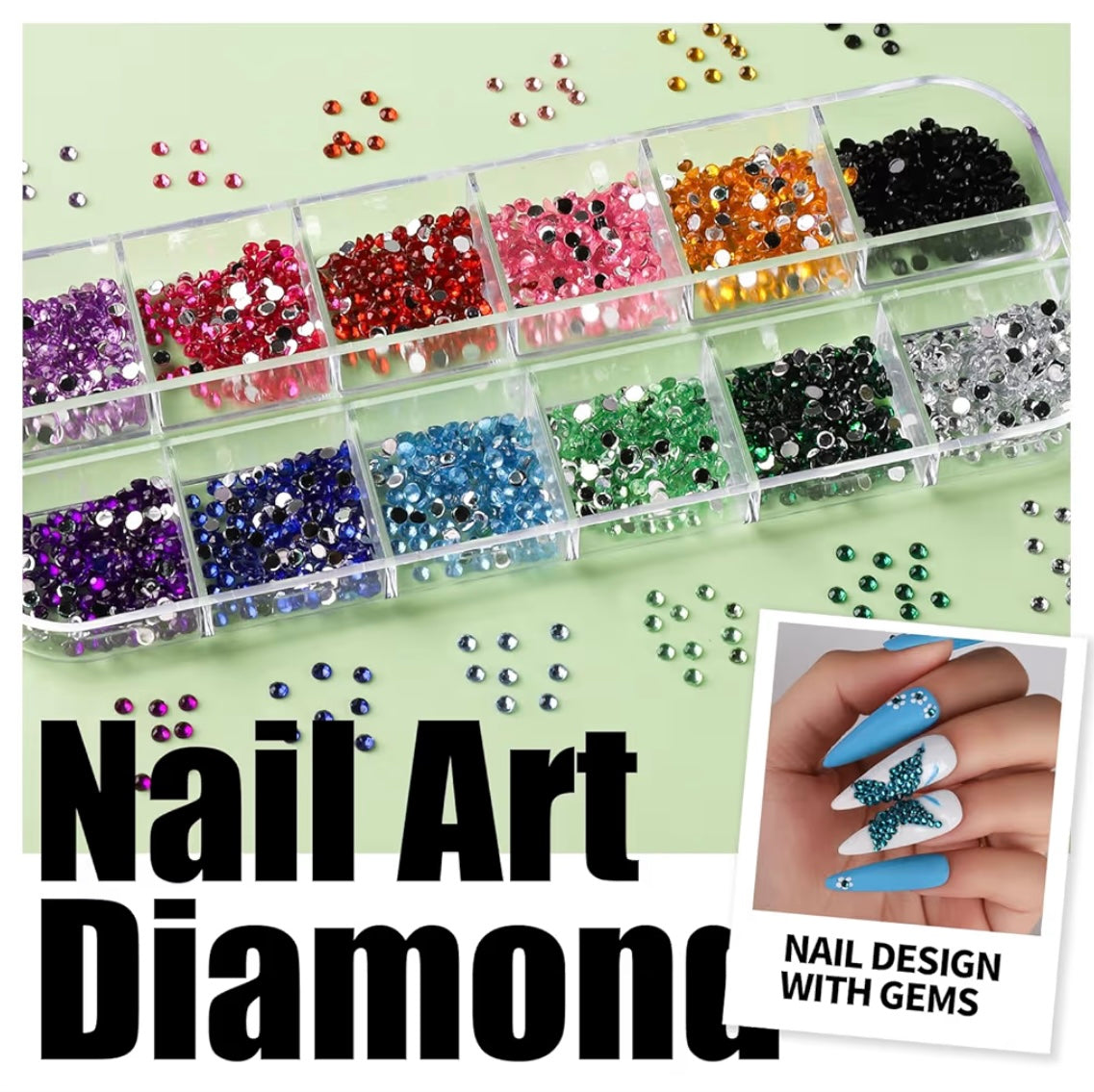 Teenitor Nail Art Kit with Nail Glitter, Nail Art Brushes & Nail Sticker for Gel Nails Art, Nail Gems Nail Accessories Tool for Teenage Girls, Nail Art Pens Nail Dotting Tool for Beginners