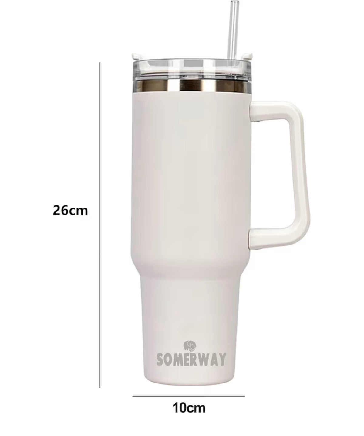 Somerway 1182ml Travel Mug 40oz Tumbler with Straw and Lid, Stainless Steel Double Wall Vacuum Insulated Mug for Hot and Cold Coffee with Handle for On The Go