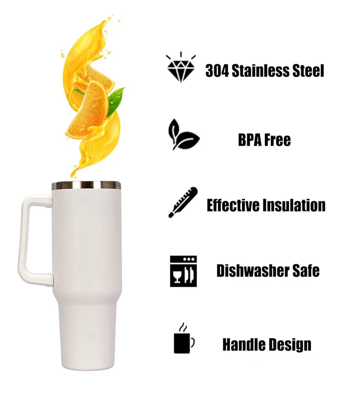 Somerway 1182ml Travel Mug 40oz Tumbler with Straw and Lid, Stainless Steel Double Wall Vacuum Insulated Mug for Hot and Cold Coffee with Handle for On The Go