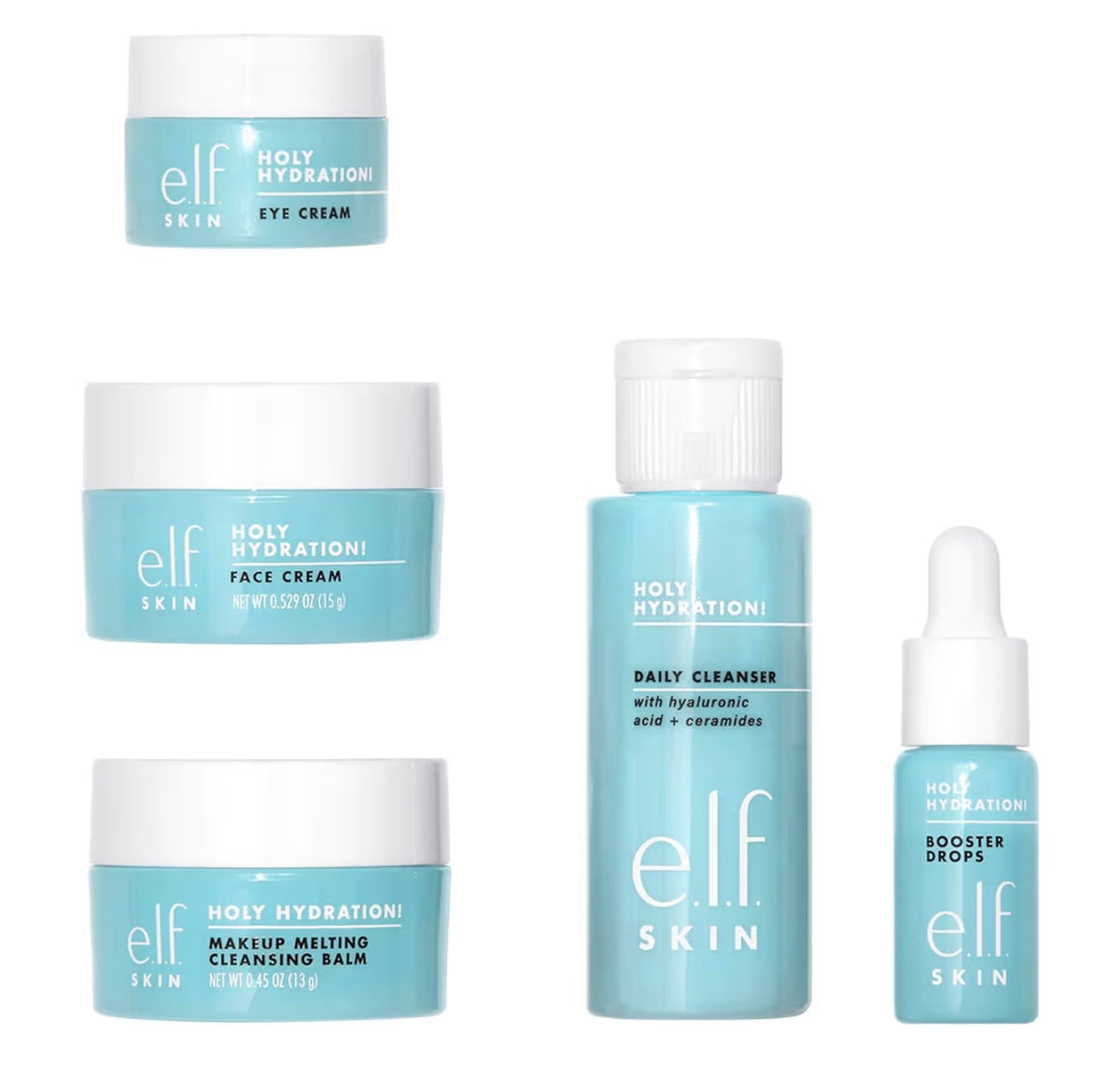 e.l.f. SKIN Hydrated Ever After Skincare Mini Kit, Cleanser, Makeup Remover, Moisturiser & Eye Cream For Hydrating Skin, Airplane-Friendly Sizes