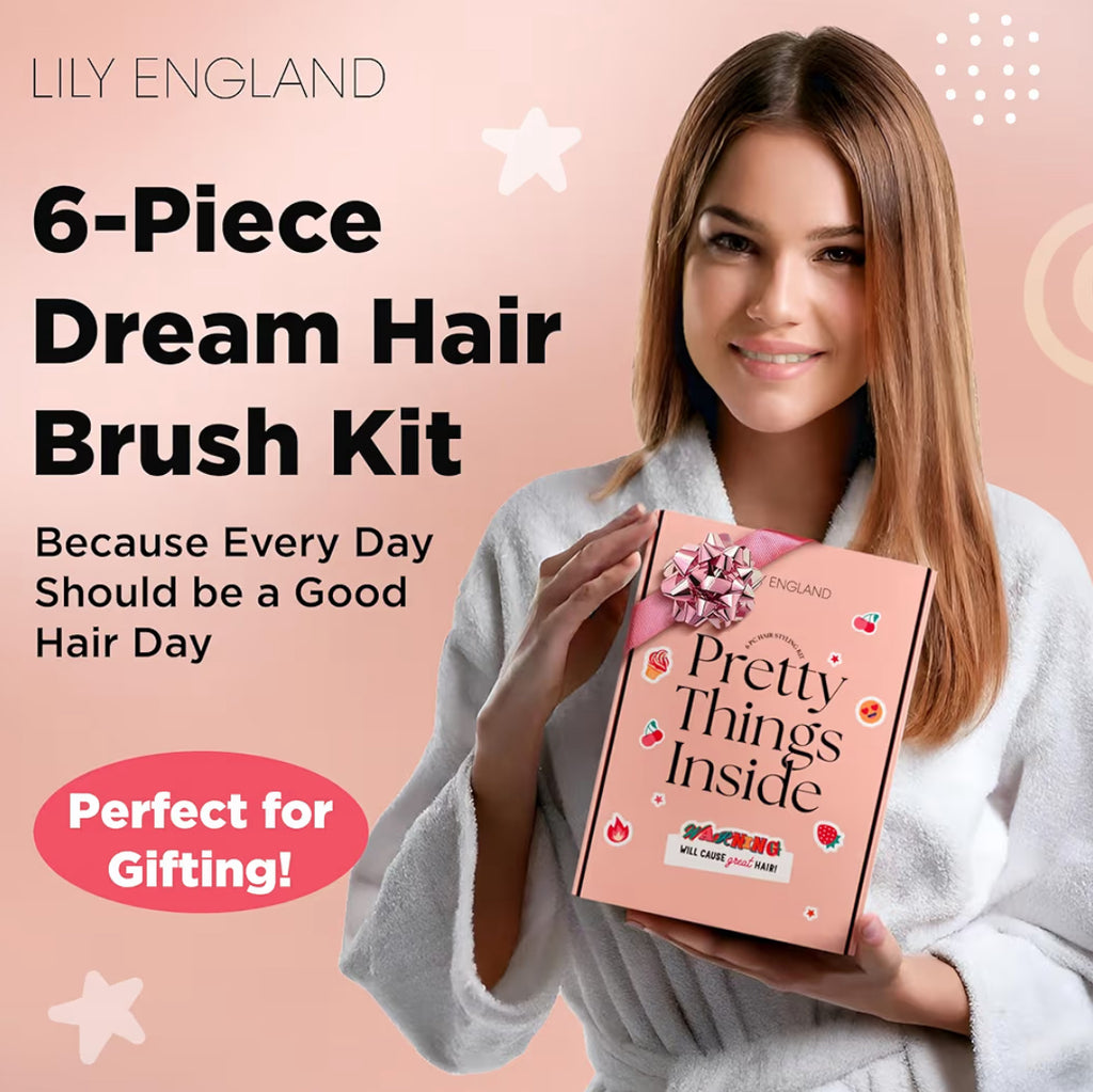 Lily England Detangle Hair Brush for Thick, Curly & Straight Hair - Fun Stocking Fillers for Teenage Girls & Kids with Decorative Stickers - Teenage Girl Gift (Rose Gold, 6 Pack + 39 Stickers)