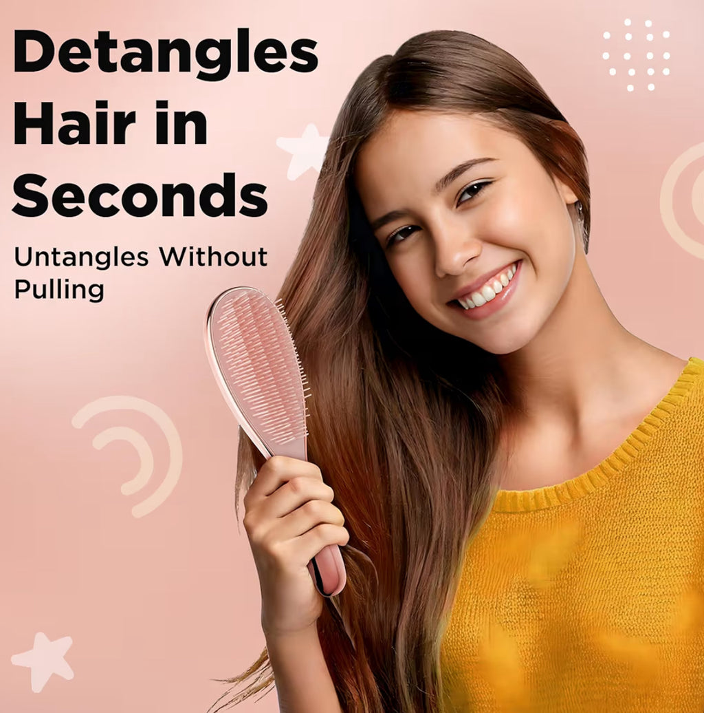Lily England Detangle Hair Brush for Thick, Curly & Straight Hair - Fun Stocking Fillers for Teenage Girls & Kids with Decorative Stickers - Teenage Girl Gift (Rose Gold, 6 Pack + 39 Stickers)