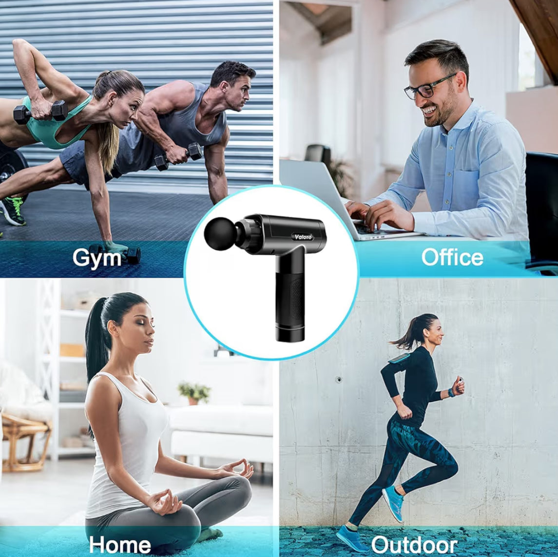 Massage Gun Deep Tissue - Portable Muscle Massage Gun, 30 Speeds with LCD Touch Screen, Electric Back Massager for Pain Relief, 6 Heads for Shoulder & Body Relaxation (Black)
