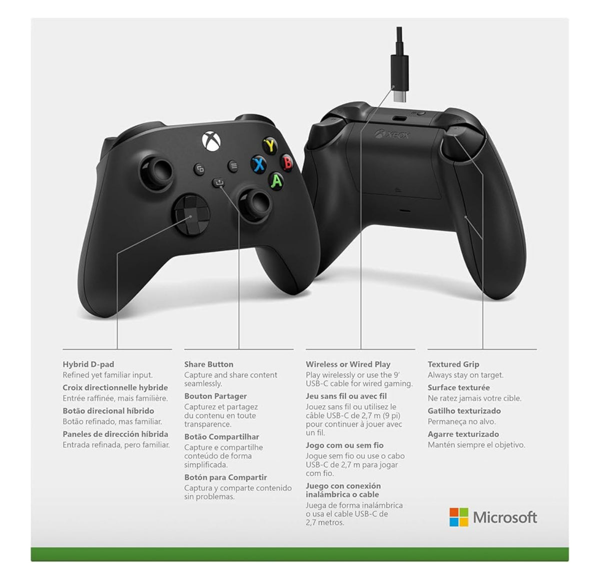 Xbox Wireless Controller + USB-C Cable Series X|S, One, and Windows Devices