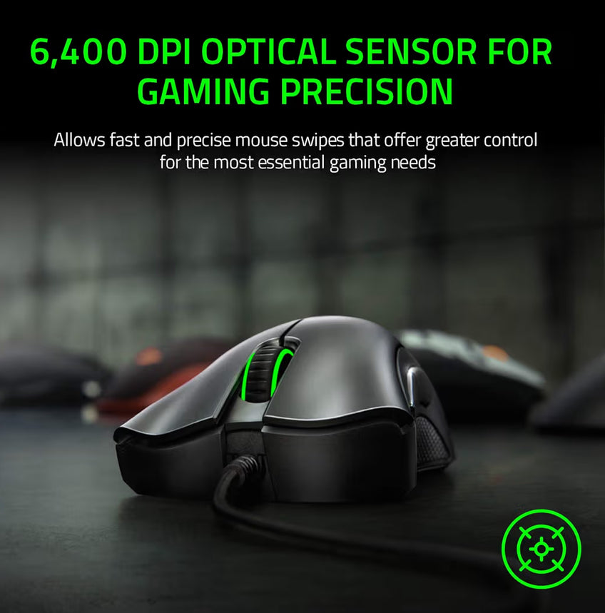 Razer DeathAdder Essential (2021) - Wired Gaming Mouse (Optical Sensor, 6400 DPI, 5 Programmable Buttons, Ergonomic Form Factor) Black