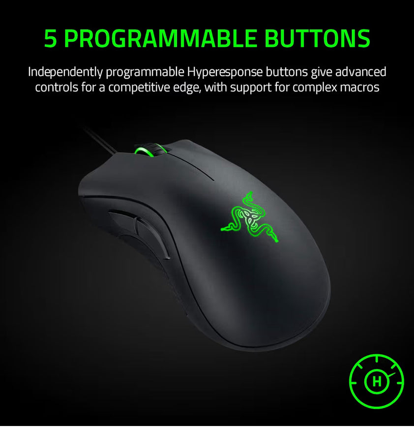 Razer DeathAdder Essential (2021) - Wired Gaming Mouse (Optical Sensor, 6400 DPI, 5 Programmable Buttons, Ergonomic Form Factor) Black