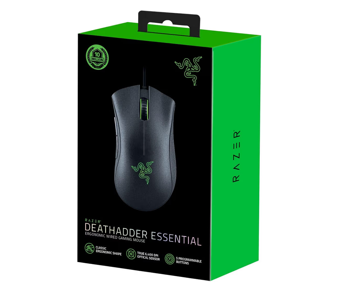 Razer DeathAdder Essential (2021) - Wired Gaming Mouse (Optical Sensor, 6400 DPI, 5 Programmable Buttons, Ergonomic Form Factor) Black