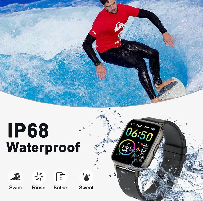 Smart Watch, Fitness Tracker 1.69" Touch Screen Fitness Watch with Heart Rate Sleep Monitor, Step Counter for Men Women Activity Trackers IP68 Waterproof Smartwatch Sports for iOS Android