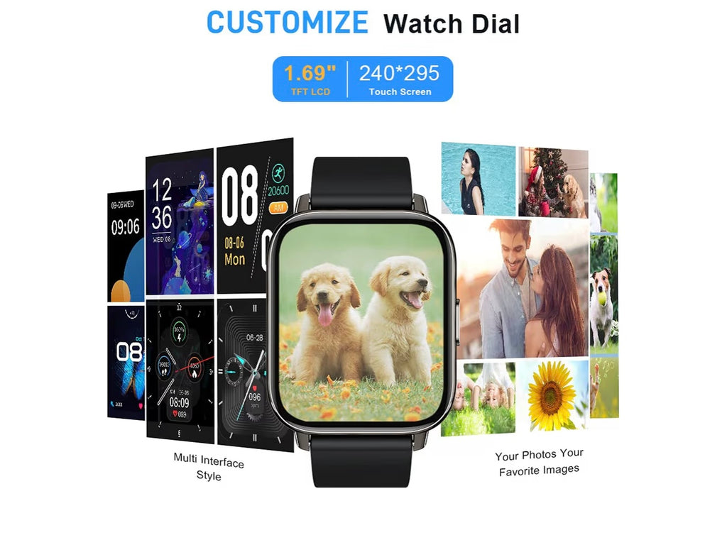 Smart Watch, Fitness Tracker 1.69" Touch Screen Fitness Watch with Heart Rate Sleep Monitor, Step Counter for Men Women Activity Trackers IP68 Waterproof Smartwatch Sports for iOS Android