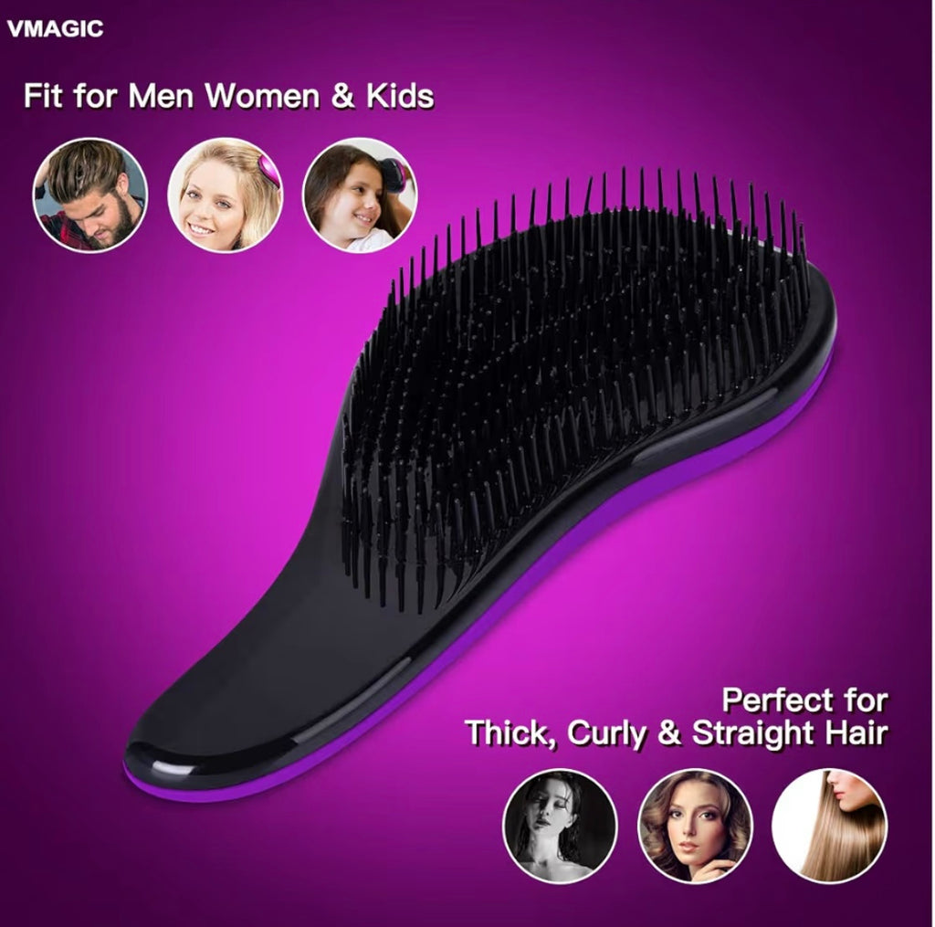 Detangling Brush - glide the Detangler Brush through Tangled hair - Best Comb for Women, Girls, Men & Boys - Use in Wet and Dry Hair (BLACK)