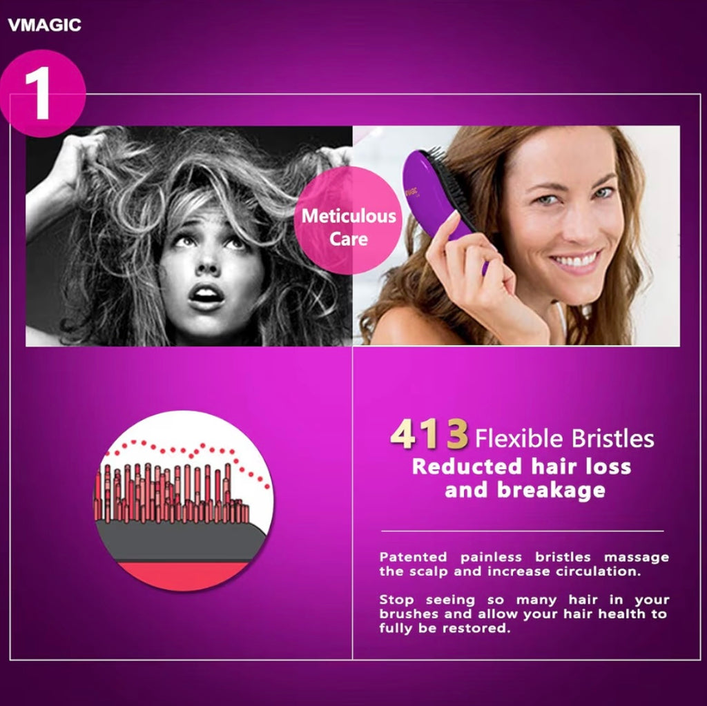 Detangling Brush - glide the Detangler Brush through Tangled hair - Best Comb for Women, Girls, Men & Boys - Use in Wet and Dry Hair (BLACK)