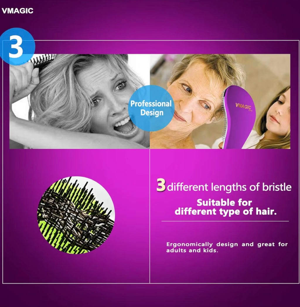 Detangling Brush - glide the Detangler Brush through Tangled hair - Best Comb for Women, Girls, Men & Boys - Use in Wet and Dry Hair (BLACK)