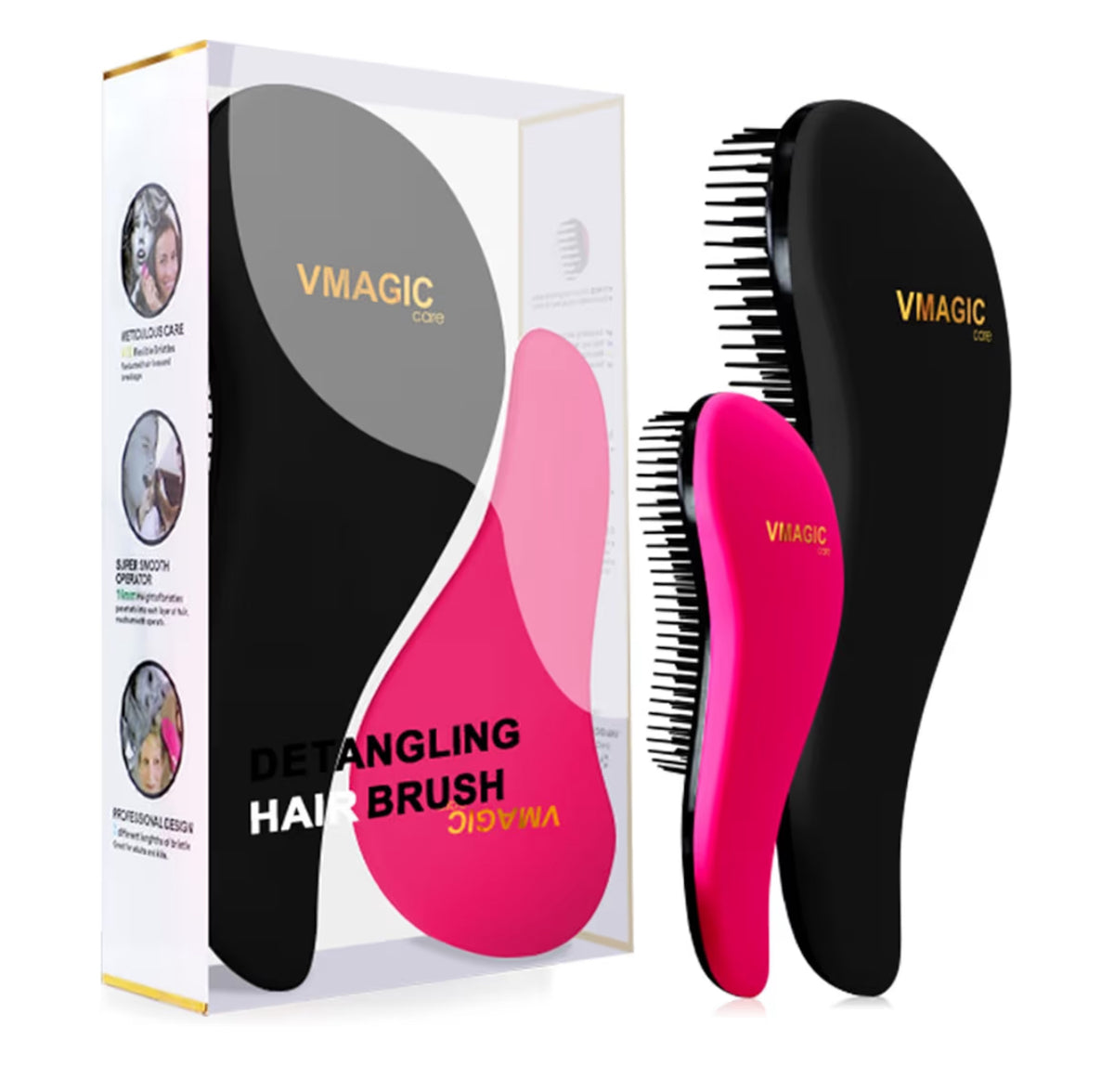 Detangling Brush - glide the Detangler Brush through Tangled hair - Best Comb for Women, Girls, Men & Boys - Use in Wet and Dry Hair (BLACK)