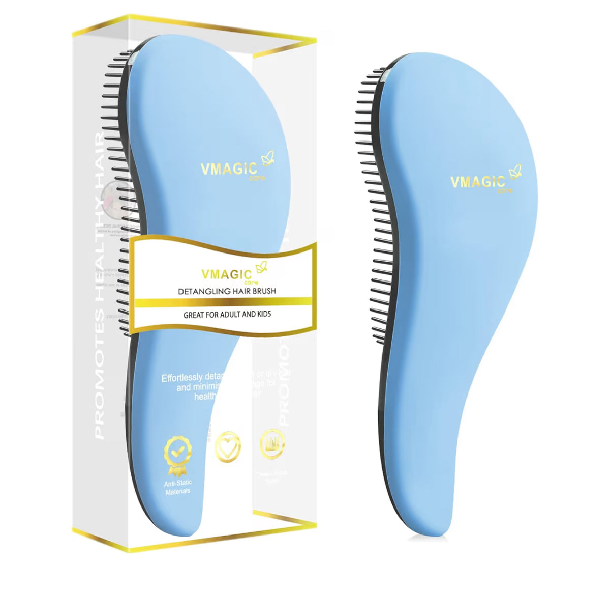 Detangling Brush - glide the Detangler Brush through Tangled hair - Best Comb for Women, Girls, Men & Boys - Use in Wet and Dry Hair (BLACK)