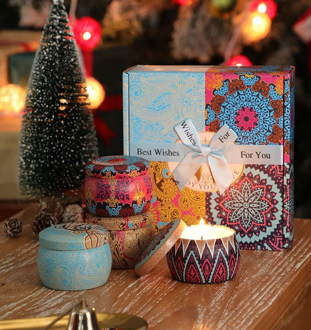 YMing Scented Candles Gifts for Women, 5.65 oz Large Aromatherapy Candles, Scented Candles Gift Set, Real Soy Wax Portable Travel Tin Candle, 4 Pack Metal, Birthday Gifts for her, Christmas