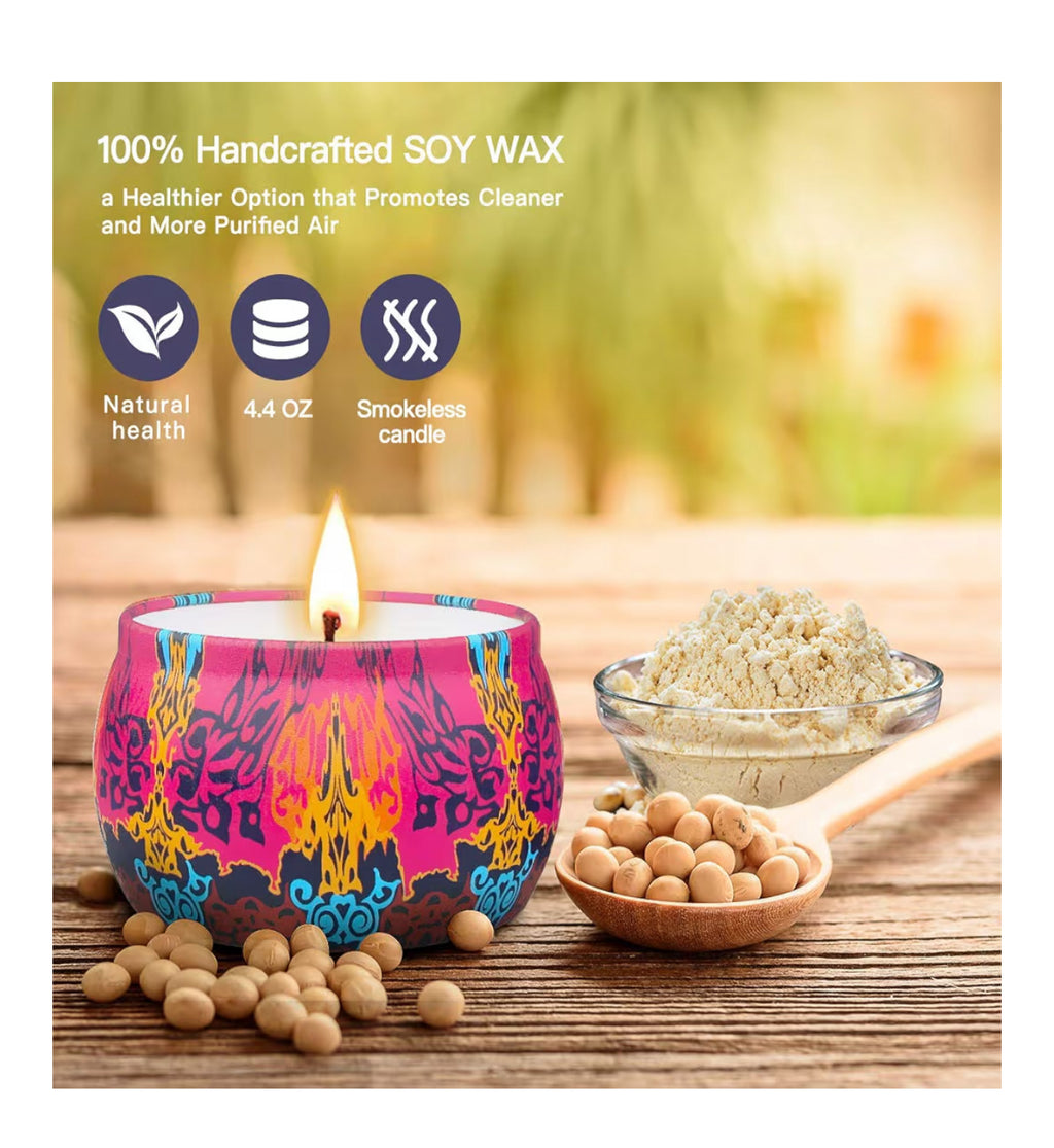YMing Scented Candles Gifts for Women, 5.65 oz Large Aromatherapy Candles, Scented Candles Gift Set, Real Soy Wax Portable Travel Tin Candle, 4 Pack Metal, Birthday Gifts for her, Christmas
