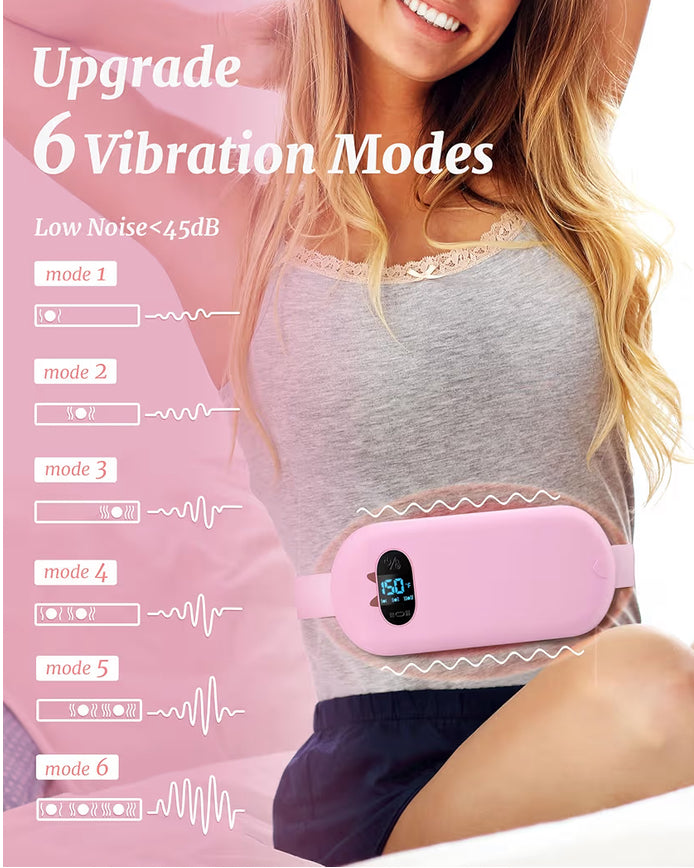 Heat Pad for Period Pain Relief, Upgraded 6 Heat Massage Modes Electric Fast Heating Pad for Lower Back Pain Cramp Heated Belt Menstrual Rechargeable USB Heating Pad Gifts for Women Girls Her