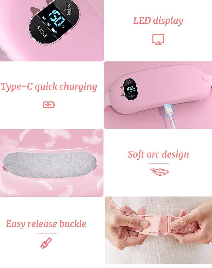 Heat Pad for Period Pain Relief, Upgraded 6 Heat Massage Modes Electric Fast Heating Pad for Lower Back Pain Cramp Heated Belt Menstrual Rechargeable USB Heating Pad Gifts for Women Girls Her