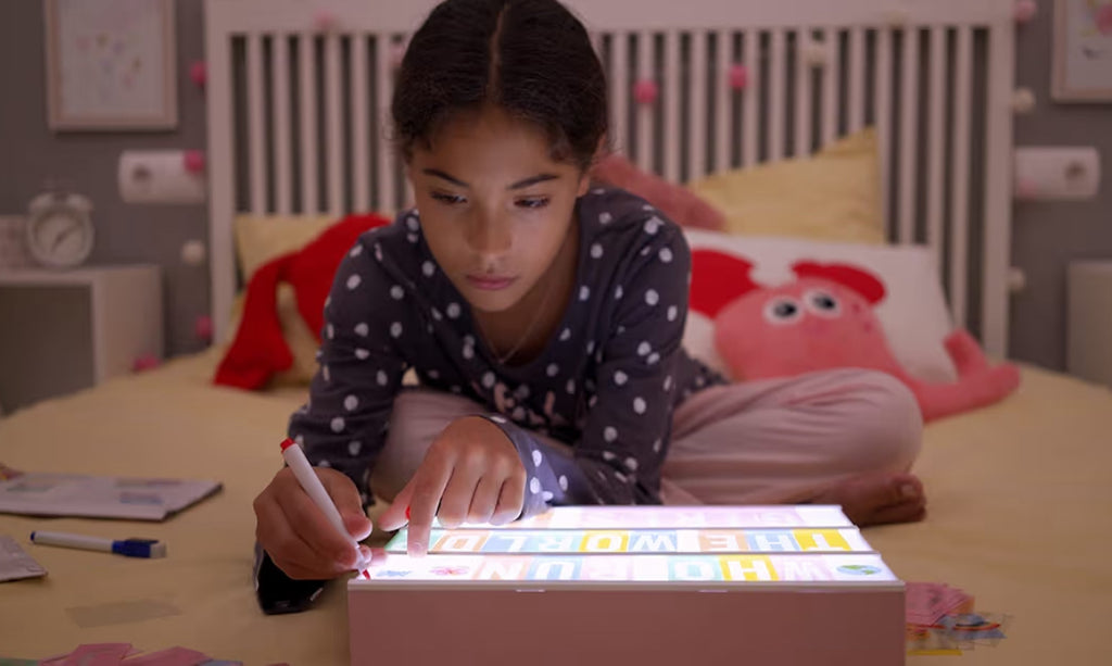 Pink Cinema Light Box with 400 Letters, Emojis & 2 Markers – BONNYCO | A4 Led Light Box for Kids, Girl Room Decor, Home | Letter Board Girls Birthday Presents, Novelty Gifts for Women at Christmas
