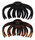 Kitsch Hair Clip Octopus Style - Secure Hold Large Claw Clip, Hair claw clips for thick hair, hair accessories for women, Hair accessories for girls, Hair clips for women, Black & Tortoise, 2pcs