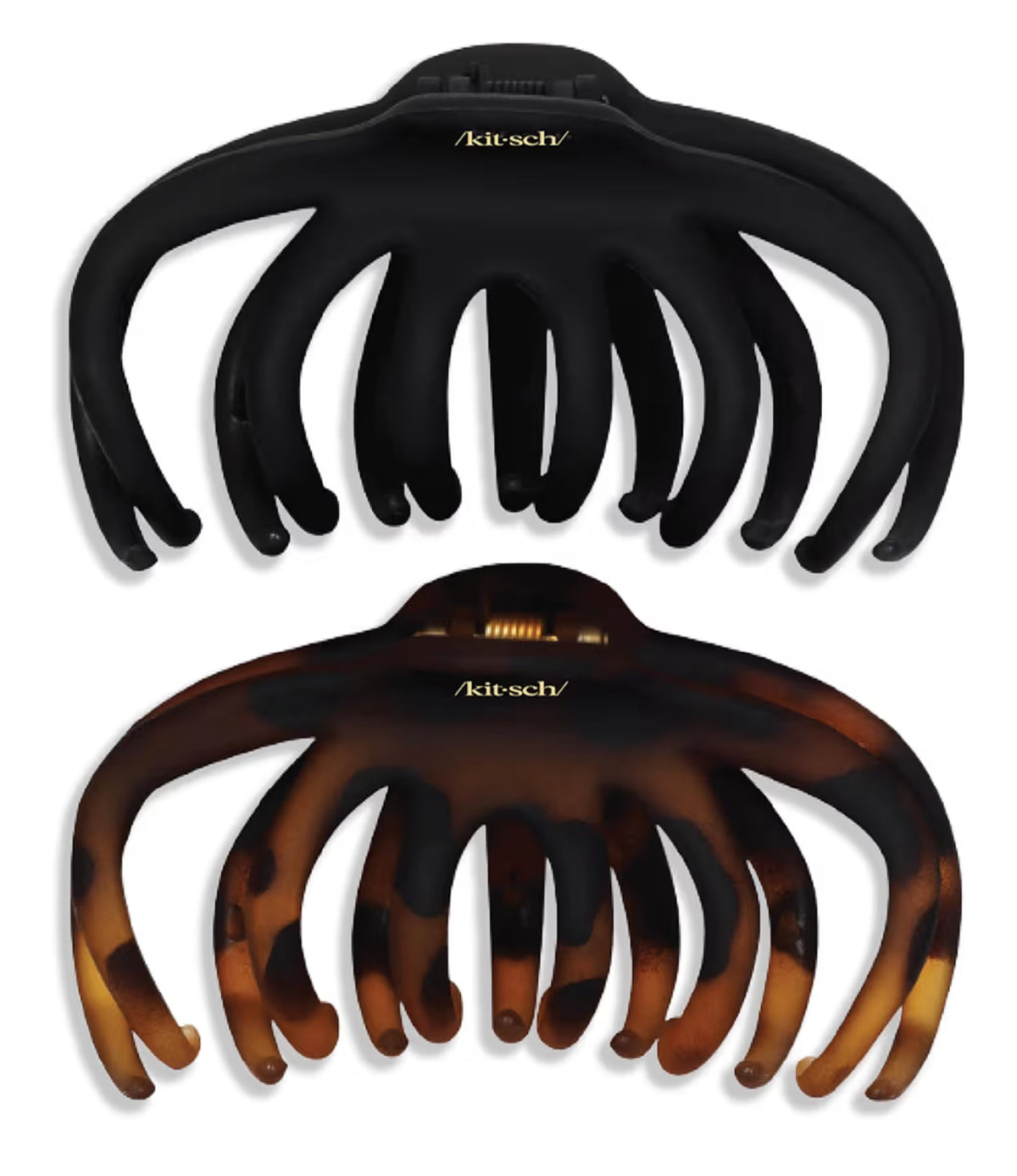 Kitsch Hair Clip Octopus Style - Secure Hold Large Claw Clip, Hair claw clips for thick hair, hair accessories for women, Hair accessories for girls, Hair clips for women, Black & Tortoise, 2pcs