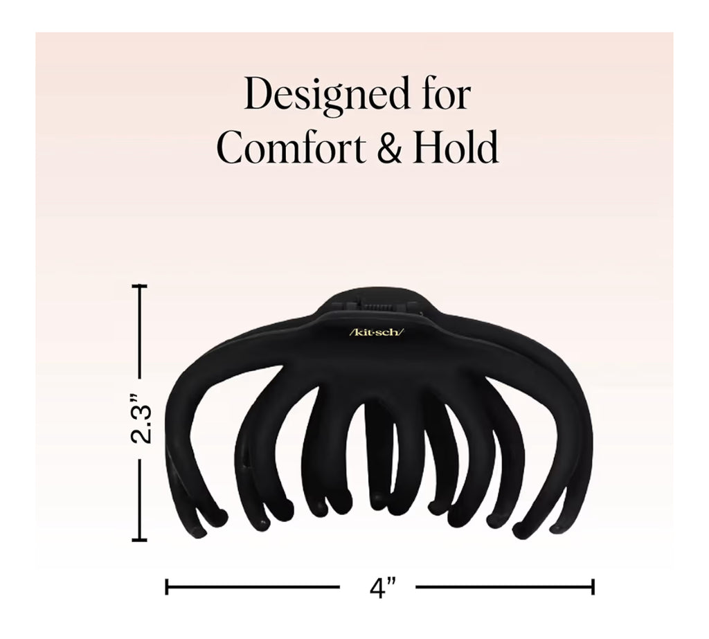 Kitsch Hair Clip Octopus Style - Secure Hold Large Claw Clip, Hair claw clips for thick hair, hair accessories for women, Hair accessories for girls, Hair clips for women, Black & Tortoise, 2pcs