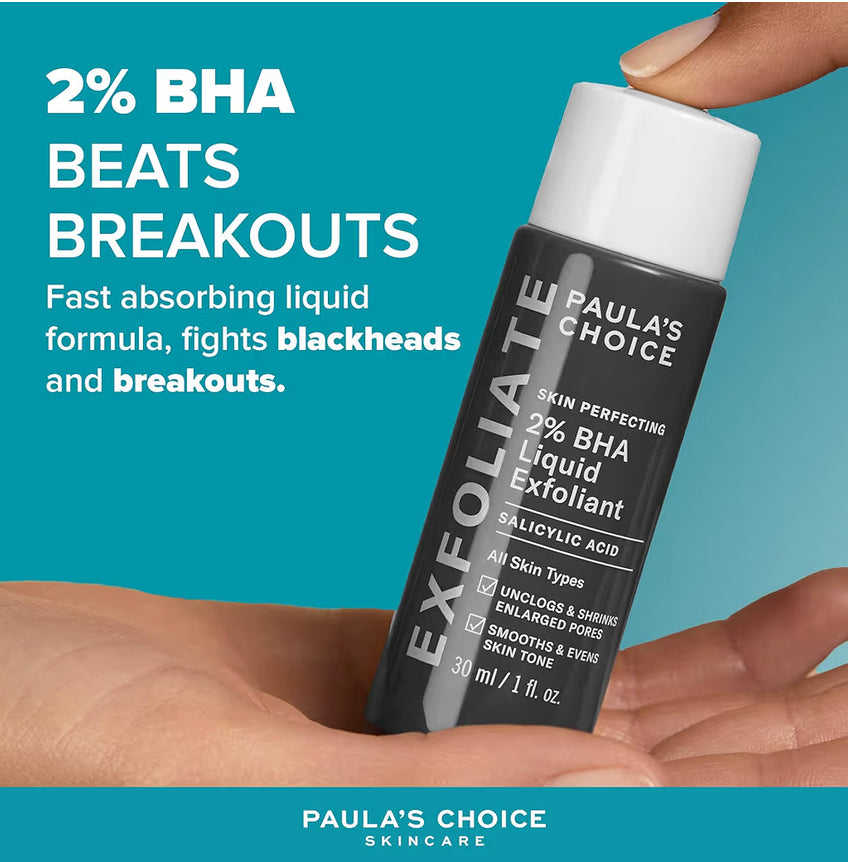 Paula's Choice SKIN PERFECTING 2% BHA Liquid Exfoliant - Face Exfoliating Peel Fights Blackheads & Enlarged Pores - for a Healthy Glow - with Salicylic Acid - Combination & Oily Skin - 30 ml