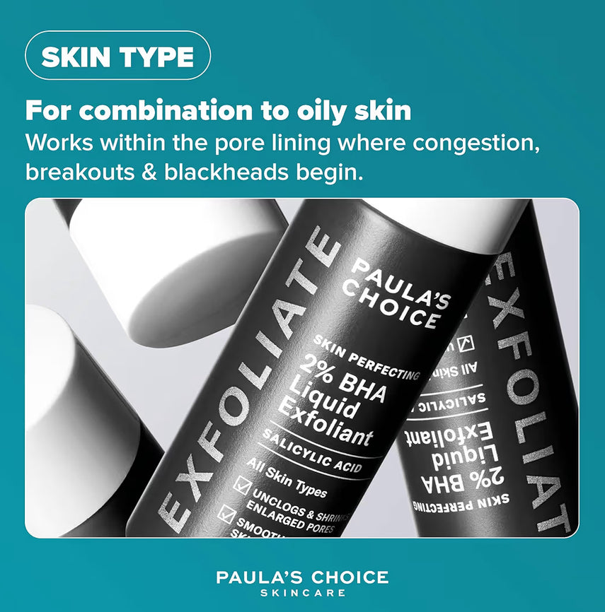 Paula's Choice SKIN PERFECTING 2% BHA Liquid Exfoliant - Face Exfoliating Peel Fights Blackheads & Enlarged Pores - for a Healthy Glow - with Salicylic Acid - Combination & Oily Skin - 30 ml
