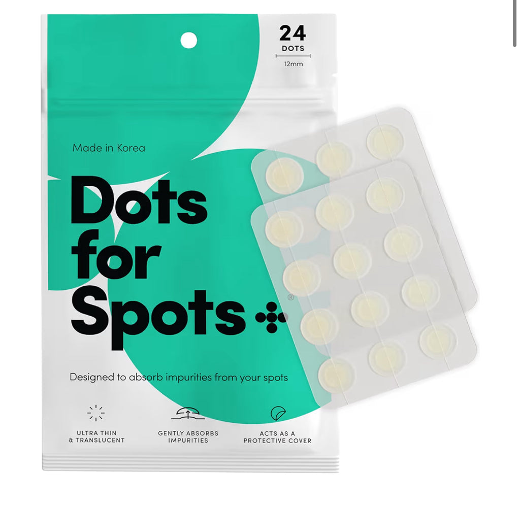 Dots for Spots Pimple Patches - Stocking Fillers - Pack of 24 Translucent Hydrocolloid Spot Treatment Stickers for Face - Fast-Acting, Vegan & Cruelty Free - Korean Skin Care