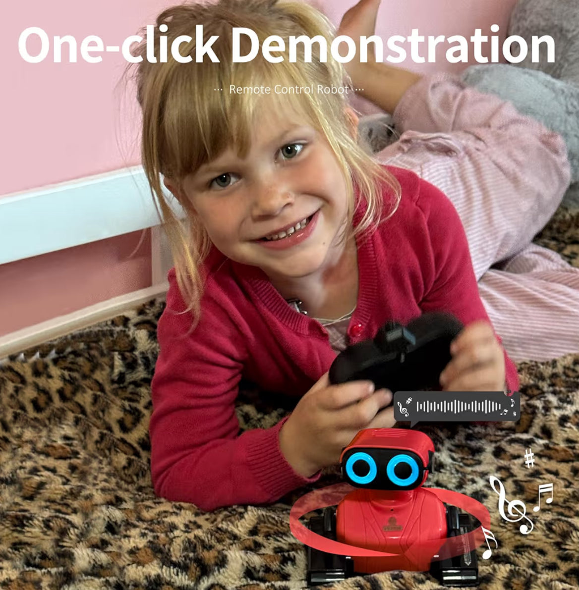 GILOBABY RC Robot Toys - Walking & Dancing Kids Robot Toys for Children Age 3-6, LED Eyes (Red)