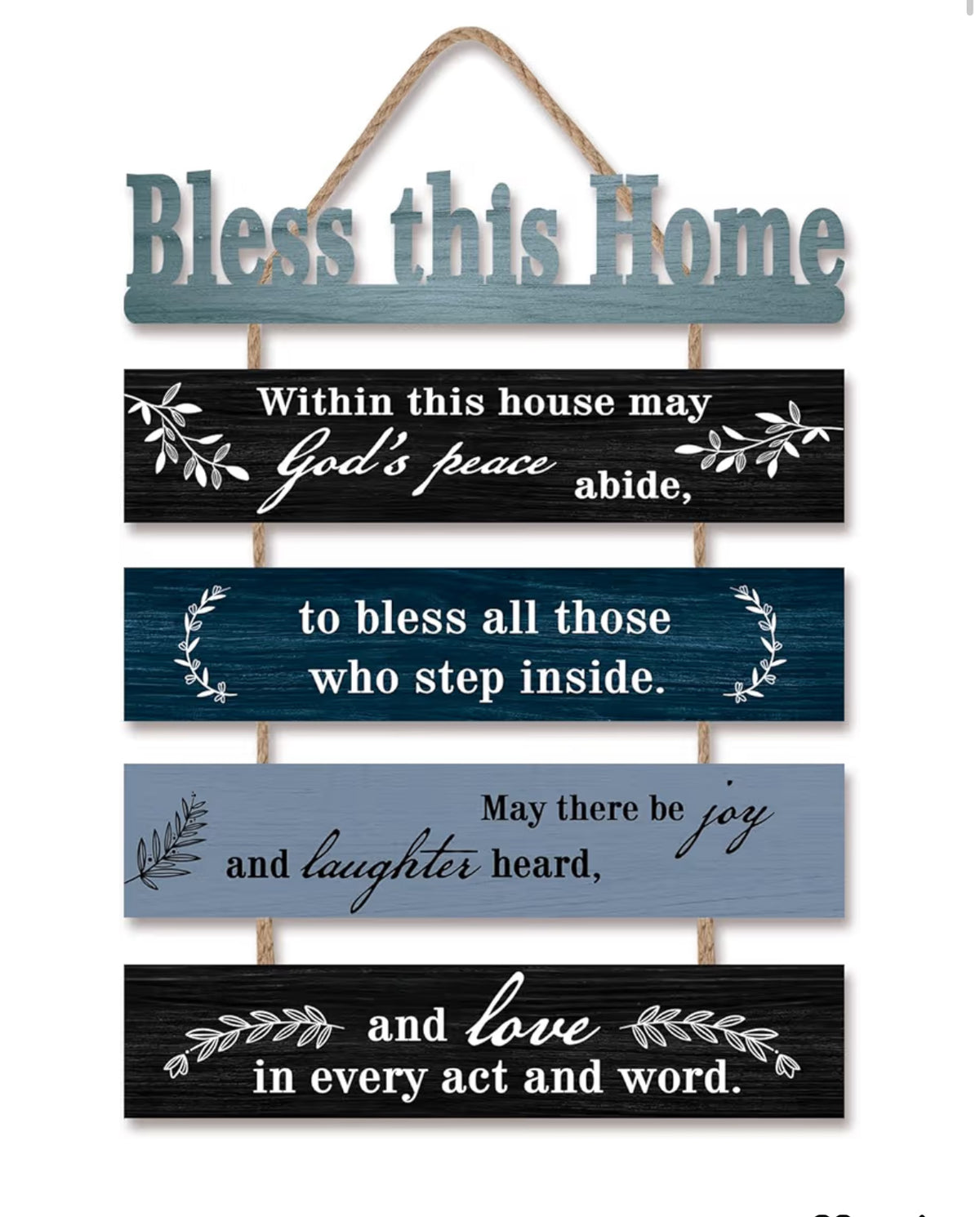 HPNIUB Bible Verse Wood Sign, Sunflower Christian Wall Art, Farmhouse Bible Plaque(1.5"x12"), Inspiring Home Office Decor... (Blue)