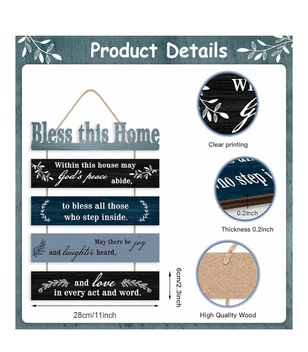 HPNIUB Bible Verse Wood Sign, Sunflower Christian Wall Art, Farmhouse Bible Plaque(1.5"x12"), Inspiring Home Office Decor... (Blue)