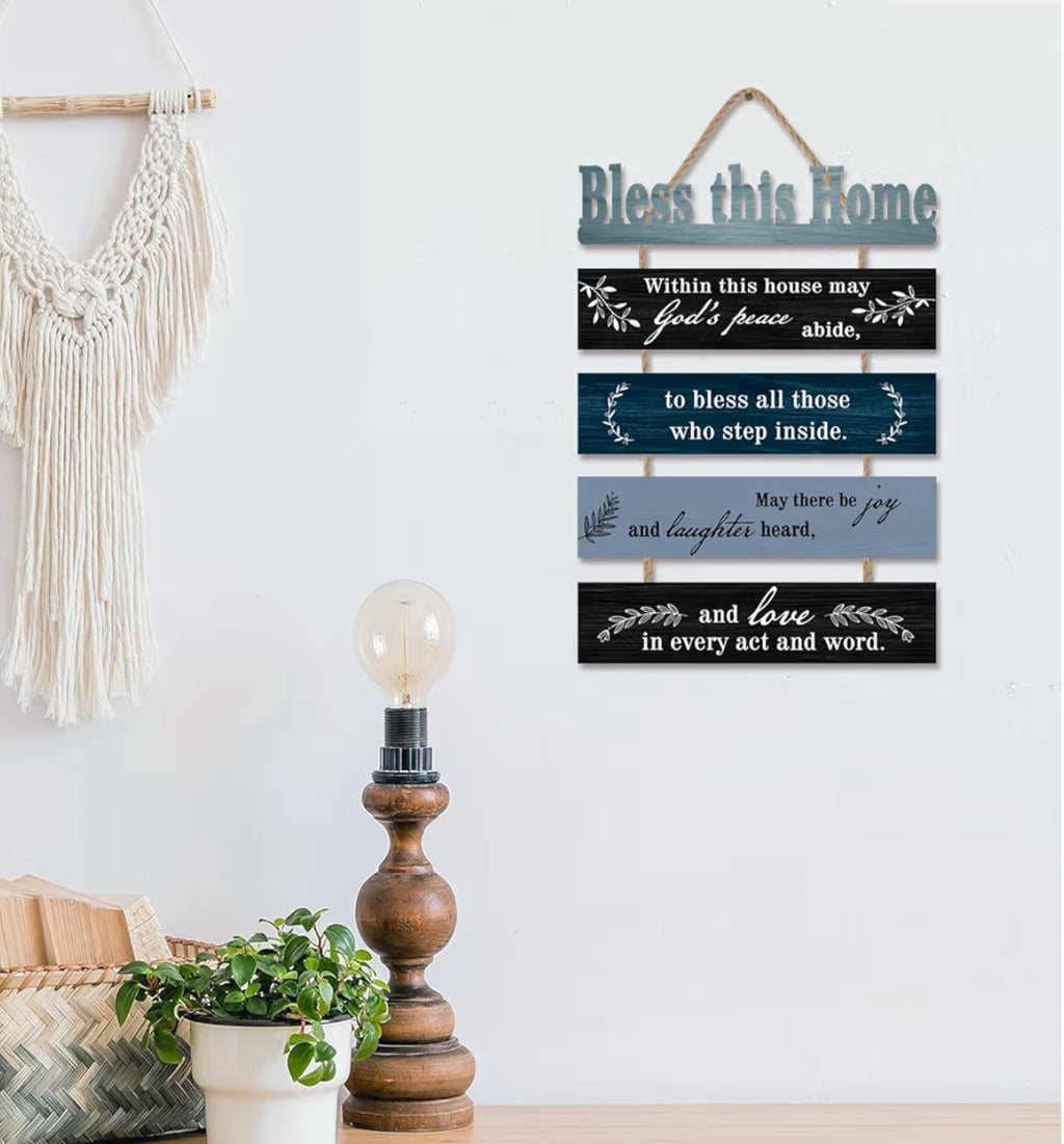 HPNIUB Bible Verse Wood Sign, Sunflower Christian Wall Art, Farmhouse Bible Plaque(1.5"x12"), Inspiring Home Office Decor... (Blue)