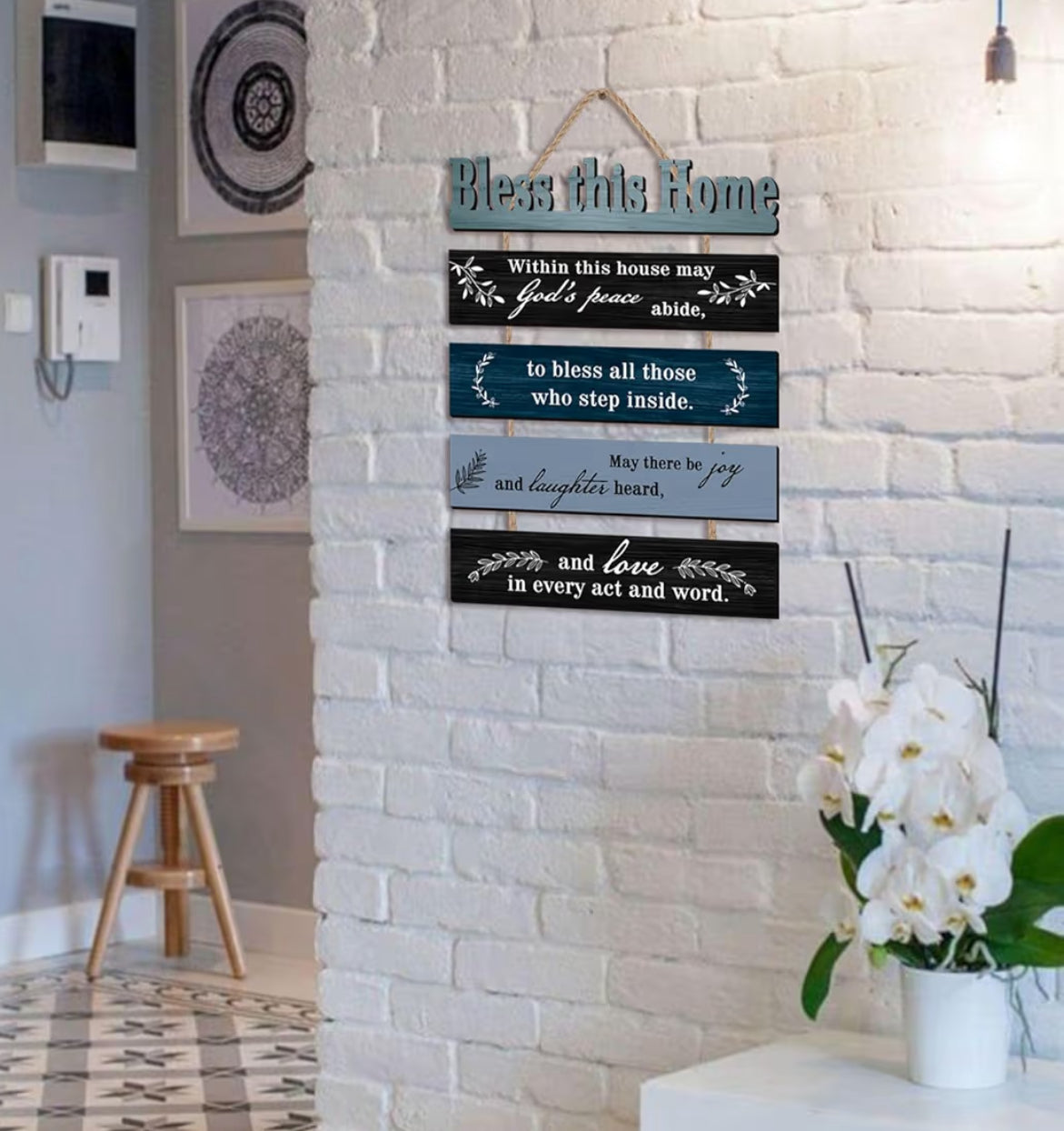 HPNIUB Bible Verse Wood Sign, Sunflower Christian Wall Art, Farmhouse Bible Plaque(1.5"x12"), Inspiring Home Office Decor... (Blue)