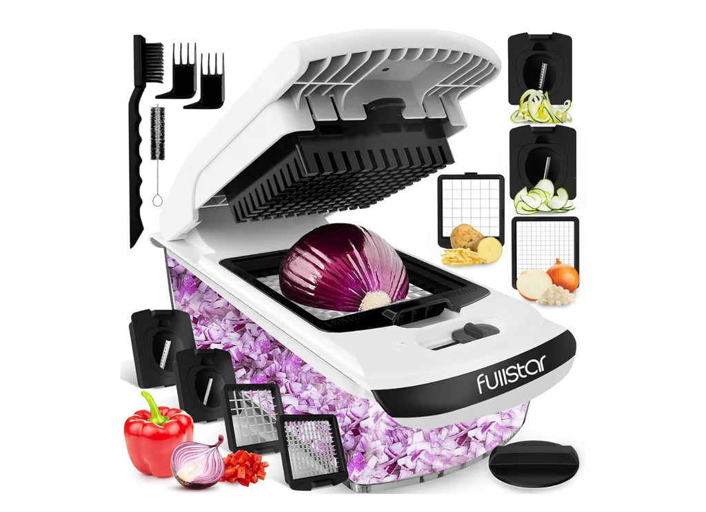 Vegetable Chopper Vegetable Cutter - Veggie Onion Salad Food Chopper Manual - Potato Chipper - Veg Chopper and Dicer - Kitchen Tools & Gadgets (4-in-1 White)