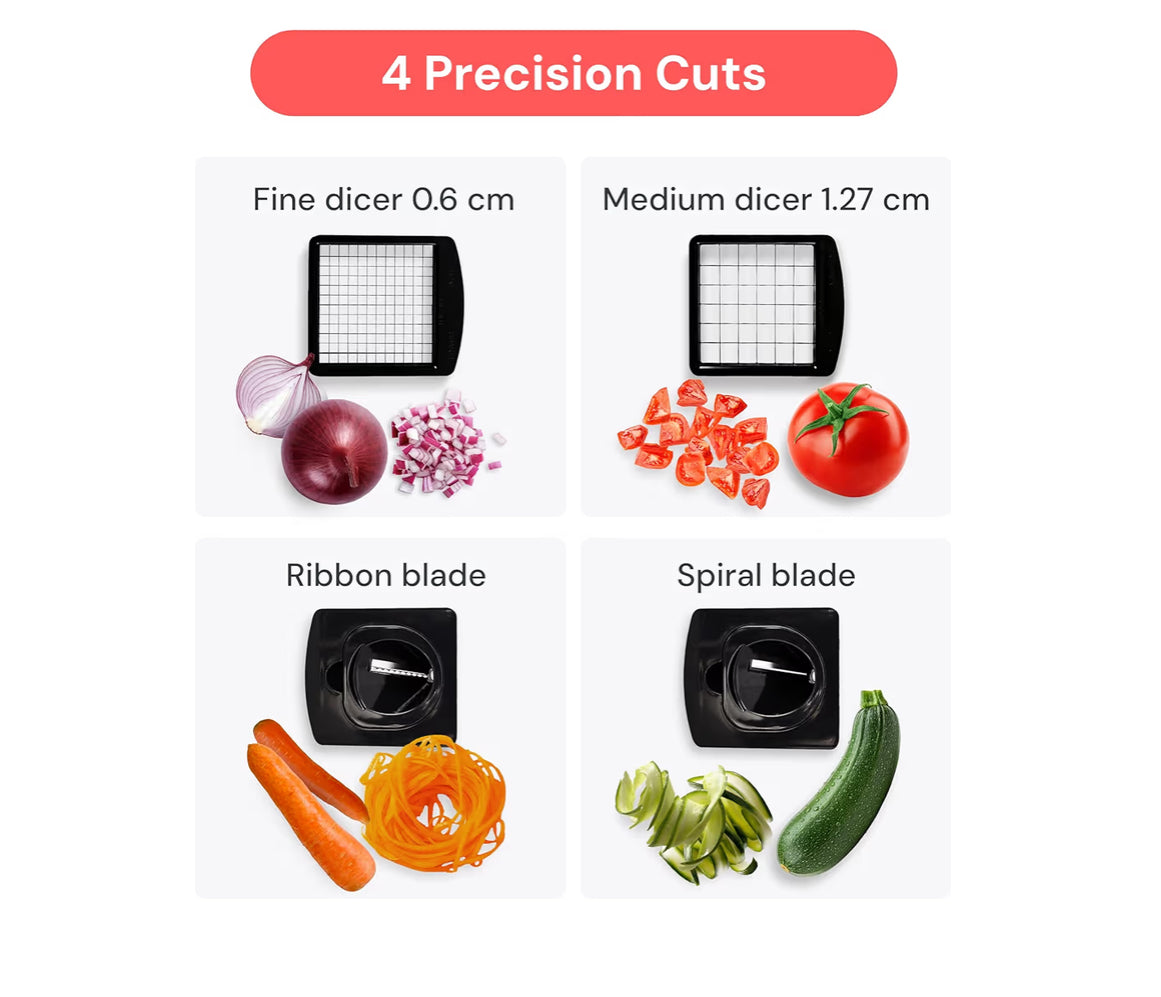Vegetable Chopper Vegetable Cutter - Veggie Onion Salad Food Chopper Manual - Potato Chipper - Veg Chopper and Dicer - Kitchen Tools & Gadgets (4-in-1 White)
