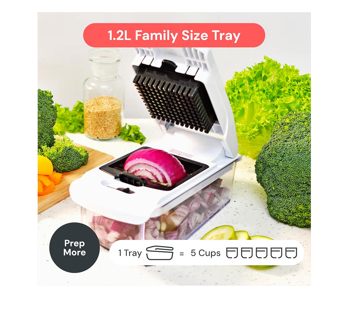 Vegetable Chopper Vegetable Cutter - Veggie Onion Salad Food Chopper Manual - Potato Chipper - Veg Chopper and Dicer - Kitchen Tools & Gadgets (4-in-1 White)