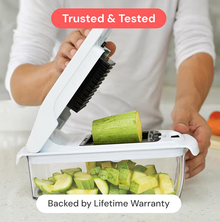 Vegetable Chopper Vegetable Cutter - Veggie Onion Salad Food Chopper Manual - Potato Chipper - Veg Chopper and Dicer - Kitchen Tools & Gadgets (4-in-1 White)