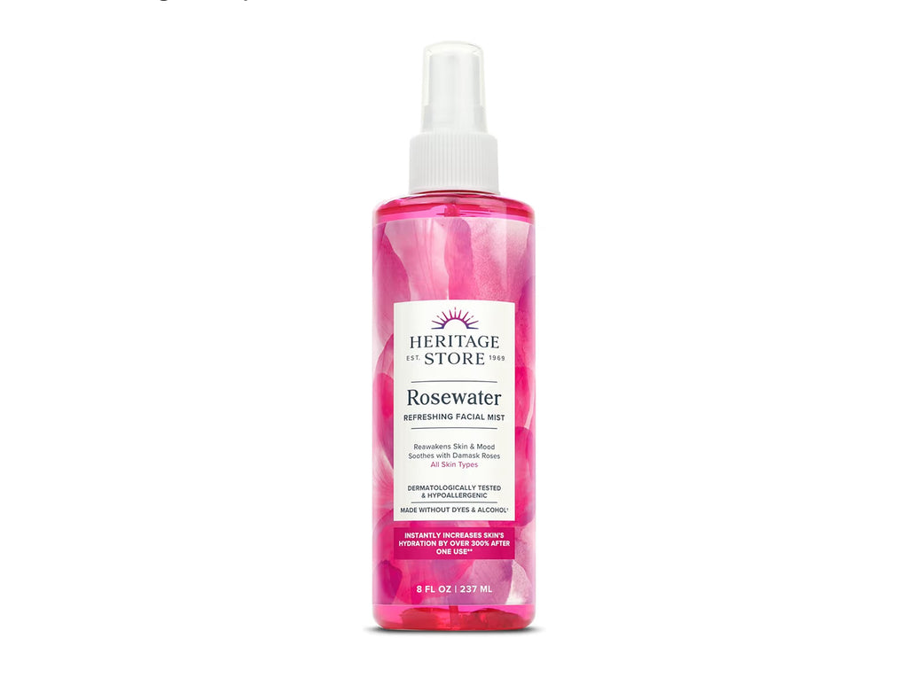 HERITAGE STORE Rose Petals Rosewater | Alcohol Free, 100% Pure Vegan | Benefits Sensitive Skin, Hair & More | Facial Toner & Moisturizer | 8 oz