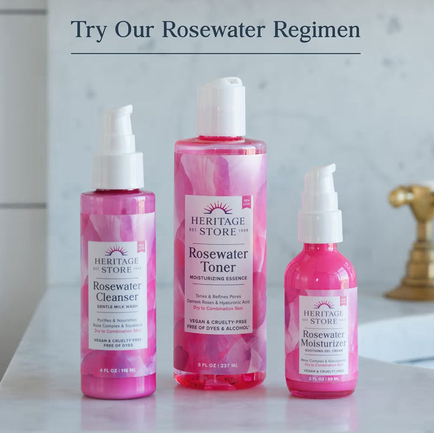 HERITAGE STORE Rose Petals Rosewater | Alcohol Free, 100% Pure Vegan | Benefits Sensitive Skin, Hair & More | Facial Toner & Moisturizer | 8 oz
