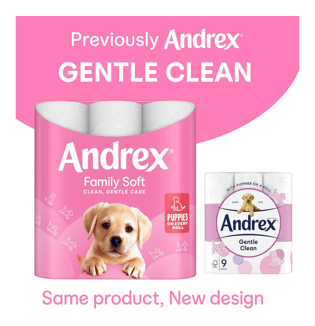 Andrex Family Soft Toilet Tissue 72 Rolls (Previously Andrex Gentle Clean) Gentle on your Family’s skin– Bulk Pack of 72 Toilet Rolls, FSC Certified