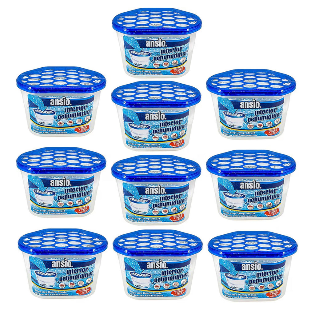 ANSIO Dehumidifier 500ml Pack of 10 Condensation Remover Moisture Absorber Dehumidifiers for Damp, Mould, Moisture in Home, Kitchen, Wardrobe, Bedroom