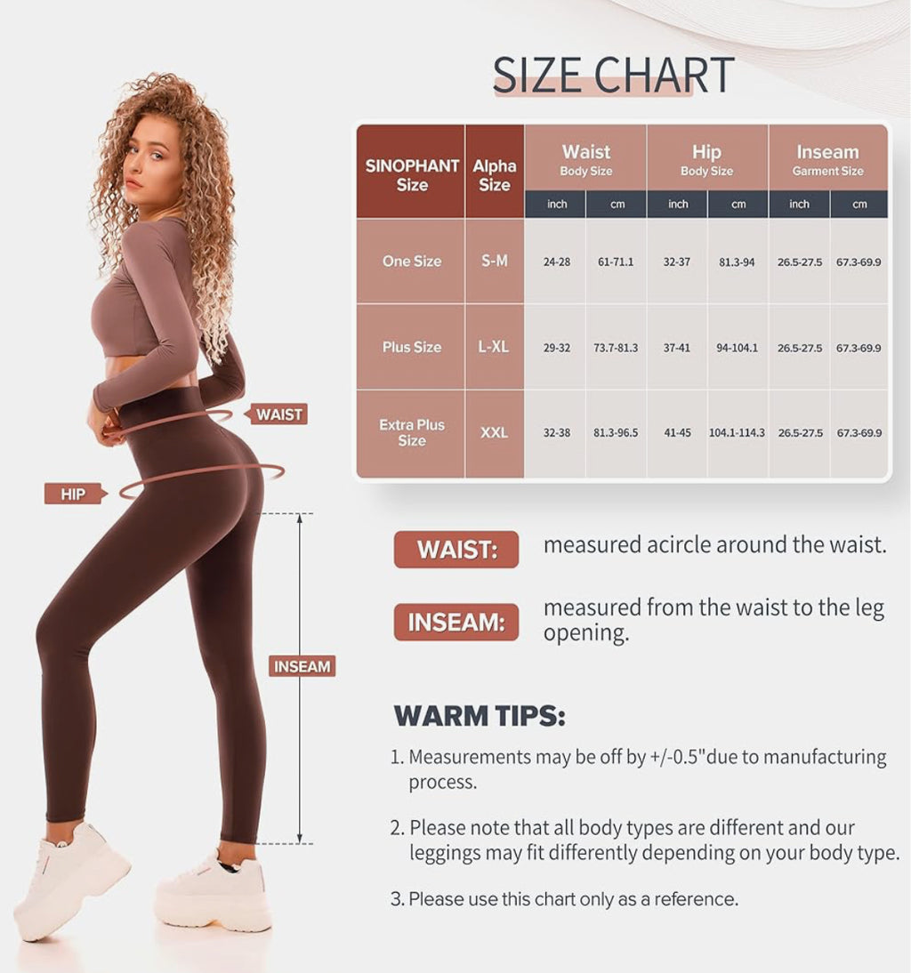 SINOPHANT High Waisted Leggings for Women, Buttery Soft Elastic Opaque Tummy Control Leggings,Plus Size Workout Gym Yoga Stretchy Pants